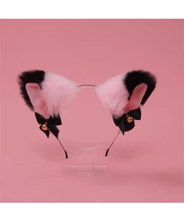 Cat Ears Bell Headband Folding Ear Powder Plus Black Gold Bell Bow Headband Fox Ear Accessories Cute Plush Headgear for Halloween Cosplay Costume Party Dress Girls - Buy Online on GoSupps.com
