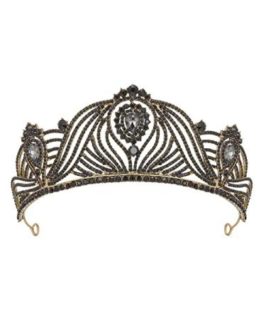 AW BRIDAL Black Crown for Women  Baroque Queen Crown Wedding Tiara for Bride Headpieces for Quinceanera Birthday Prom Cosplay
