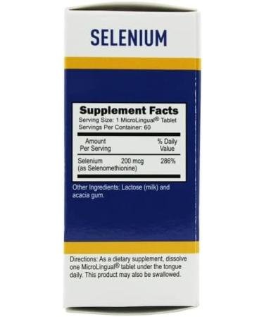 Selenium Instant Dissolve 200 mcg Dietary Supplement - 60 Tablets | MicroLingual Vitamins | Family Owned Since 1998 - Buy Online on GoSupps.com