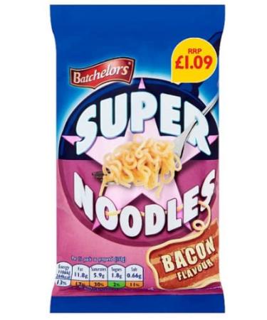 Batchelors Super Noodles Bacon Flavor 90g Case of 8 Price Marked