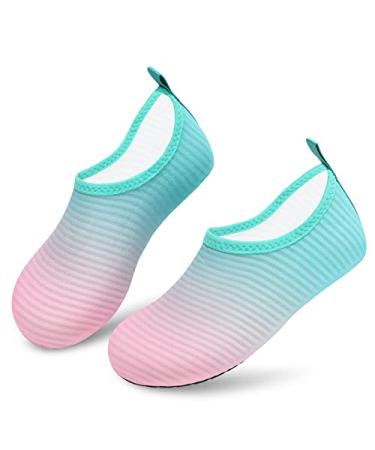 VIFUUR Kids Water Shoes Girls Boys Quick Dry Aqua Socks for Beach Swim Outdoor Sports 3-4 Big Kid Gradient Pink