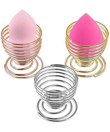 Milopon 2pcs Makeup Puff Stand Sponges Storage Rack - Stainless Steel Beauty Blender Holder in Red Gold - Buy Online on GoSupps.com