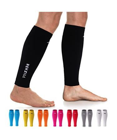 NEWZILL Compression Calf Sleeves (20-30mmHg) for Men & Women - Perfect Option to Our Compression Socks - For Running, Shin Splint, Medical, Travel, Nursing Solid Black S/M (see Size Chart)