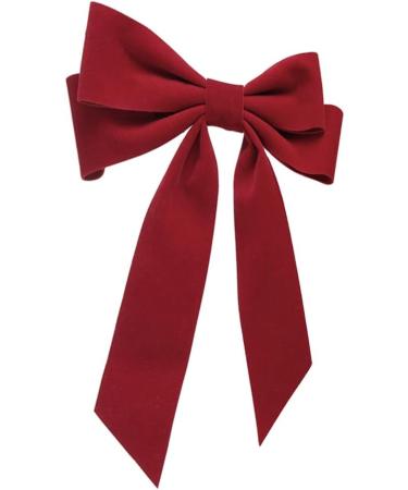 Red Velvet Hair Bow Clip - Large Satin Ribbon Barrette for Women - Party Hair Accessory (1 Count) - Buy Online on GoSupps.com