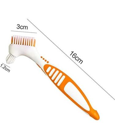 Blue Double Bristle Head Denture Brush - Portable False Teeth Cleaning Brush for Optimal Care - Buy Online on GoSupps.com