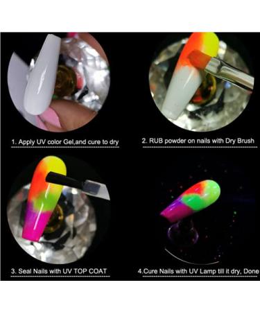 Neon Phosphor Pigment Powder Set for Nail and Eye Art - Fluorescent Glitter Dust for Manicure Decoration - (C) - Buy Online on GoSupps.com