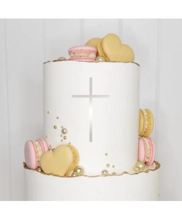Cake topper (cross) Charm acrylic/wood baptism communion confirmation confirmation cake plug cake cake plug decoration caketopper (3 pieces silver) silver 3 pieces