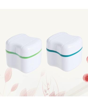 FOMIYES Denture Bath Case - 2 Pcs False Teeth Storage Cup with Strainer | Travel-Friendly Denture Holder & Cleaner Case - Buy Online on GoSupps.com