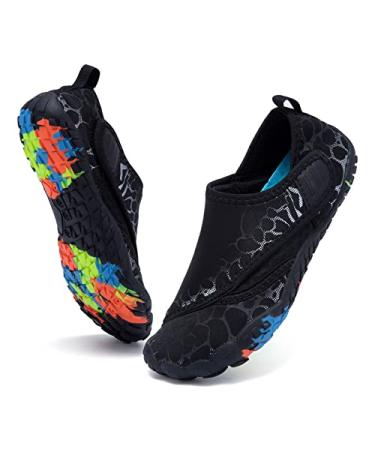 Boys & Girls Water Shoes Lightweight Comfort Sole Easy Walking Athletic Slip on Aqua 5 Toe Sock(Toddler/Little Kid/Big Kid) 2 Big Kid 549.black