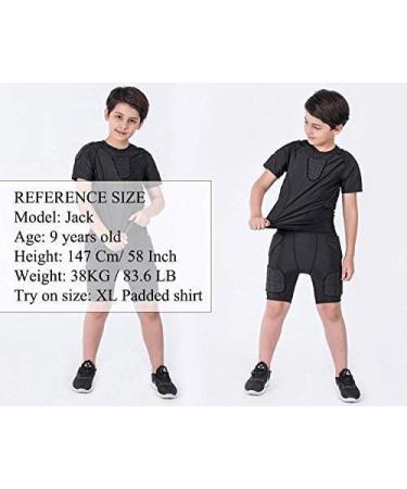 DGXINJUN Youth Boys Padded Compression Shirt with 8 Pads - Chest, Elbow, Ribs Protector for Parkour & Exercise - Buy Online on GoSupps.com