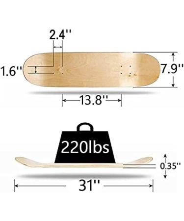 BESIY Blank Skateboard Deck 8.0 Inch Maple Board for Skating - Buy Online on GoSupps.com