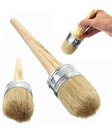Professional Chalk and Wax Paint Brush, Round Paint Brush/DIY Painting and Waxing Tool for Folk Art, Home Dcor, Wood Projects, Furniture, Stencils | Reusable, Natural Bristles
