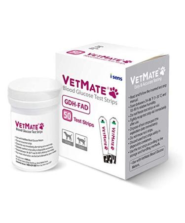 VetMate Dogs & Cats Diabetes Test Strips - 50 Count Strips Compatible with VetMate Diabetes Testing Kit