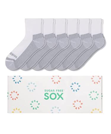 Sugar Free Sox Gift Box Active-Fit Cushioned Non-binding Comfort Ankle Socks 6 Pack Medium White
