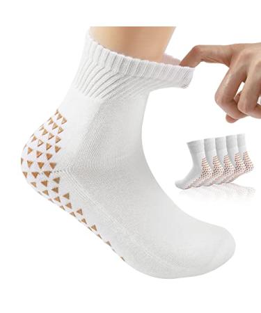3 Pairs of Wide Socks with Non-Skid Grips for Lymphedema  Swollen Feet  Swelling  Edema  Arthritis  also Yoga 7 White