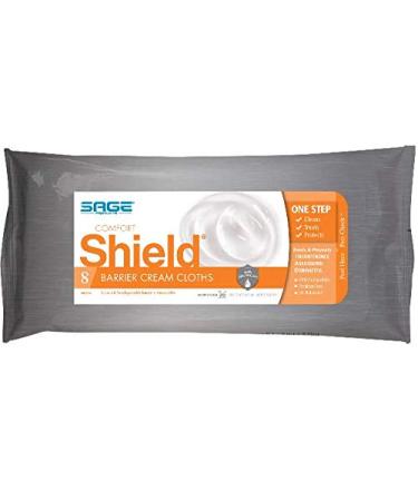 Comfort Pack of 10 Shield Barrier Cream Cloths Personal Cleaning Wipes, 8 Sheets 8 Count (Pack of 10)