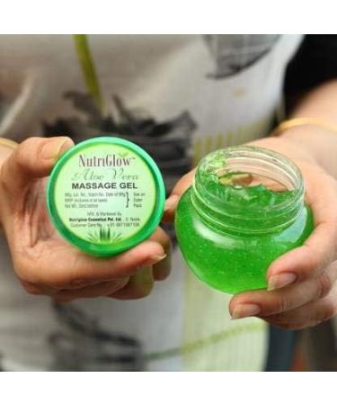 Nutriglow Aloe Vera Gel Great for Face Hair Acne Sunburn Bug Bites Rashes Glowing and Radiant Skin Hydrating Gel Relieves Itchy & Irritated Skin Non Sticky 100Gm - Buy Online on GoSupps.com