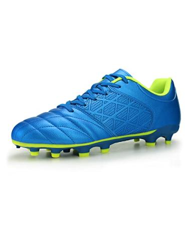 Hawkwell Men's Big Kids Youth Athletic Outdoor Professional Firm Ground Soccer Cleats 8 Navy/Lime