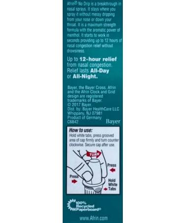 Afrin No Drip Severe 12 Hour Nasal Decongestant Pump Mist - 0.5 ounce 0.5 Fl Oz - Buy Online on GoSupps.com