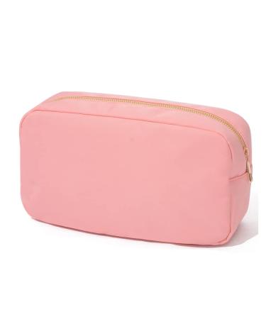 YogoRun UPDATED Large Makeup Pouch Bag Travel Cosmetic Pouch Bag Nylon Zipper Pouch Bag for Women/Girls/Teens (Pink, L) L Pink