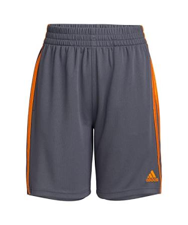 adidas Boys' Aeroready Elastic Waistband Classic 3s Short Small Blue Oxide With Screaming Orange