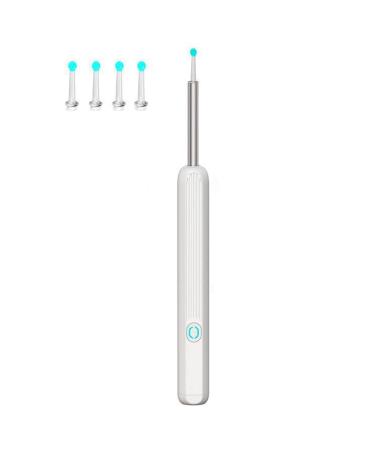 Firlar Ear Wax Removal Tool Earwax Cleaner with 1080P Ear Camera 6 Led Lights Ear Cleaning Kit with 4 Pcs Ear Spoon Compatible with iPhone IPad Android Smart Phones & Tablets(White) White 15 cm