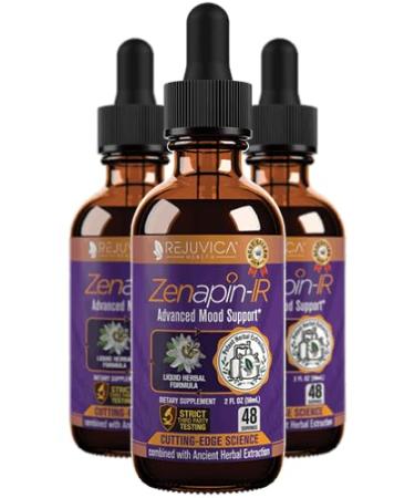 Rejuvica Health Zenapin IR - Advanced Mood Support Supplement - Kava Kava Ashwagandha Passionflower Chamomile B-Vitamins & More 2 Fl Oz (Pack of 3)