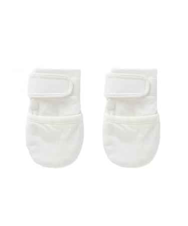 Newborn Baby No Scratch Mittens Infants Soft Breathable Cotton Mitts Adjustable Gloves Hands Warmer Newborn Essentials for 0-5 Months Ideal for Baby Shower White