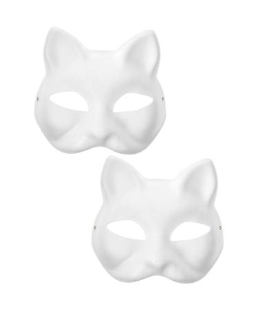 Zerodeko blank tat mask 2 pieces of Fuchs-Therian-Masks DIY-cat-paintable white half-face masks Cat fox masks masquerade mugs for Easter