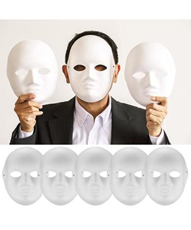 woshilaoDS 10 Pcs DIY Full Face Masks  Blank White Paintable Paper Mache Mask  DIY Craft Mask Masquerade Cosplay Halloween Mardi Gras Party Masks for Full Face Men  Women Masks