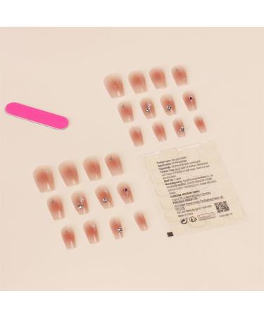 24Pcs/Set Press On Nails Long Star Dot Diamond False Nails Acrylic Fake Nails Full Cover Nails Tips Artificial Finger Manicure Press on nails for Women and Girls - Buy Online on GoSupps.com