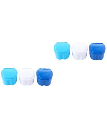 Healeved 6 STK prosthesis box prosthesis container with basket prosthesis holder travel prosthesis case container for dental prosthesis portable prosthesis case false teeth box clean plastic travel white light blue dark bluex2st 10x9x7cmx2pcs