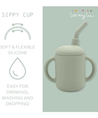 LoveyLu Silicone Sippy Cup - Toddler Cup with Straw & Handles | 100% Safe Food Grade Silicone | Microwave, Dishwasher, Freezer Safe (Sage) - Buy Online on GoSupps.com