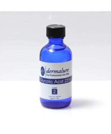 Dermalure Glycolic Acid Peel 25% 1oz. 30ml (Level 2 pH 1.5) - Exfoliating Even Toning Face Peel for Dry Skin Uneven Skin Tone Aging
