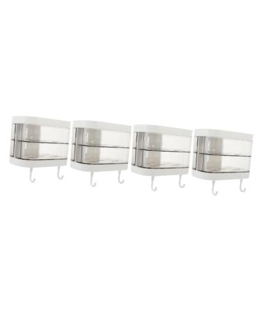 Ciieeo 4pcs Box Storage Box Soap Storage Holder Self Draining Soap Container Bathroom Soap Holder Cartoon Design Soap Holder Lip Gloss Containers Double Layer Storage Rack Plastic White