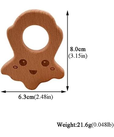 Wendysun 2pcs Cartoon Octopus Shape Wood Teether Set - Natural Beech Teething Toy for Babies - DIY Pendant Nursing Toy - Buy Online on GoSupps.com