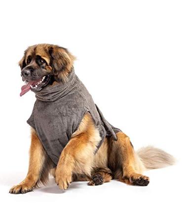 Lill's dog wadder 100% organic cotton bathrobe dog extra absorbent stone gray (gray) (4xl: 80 cm back length) 4xl: 80 cm back length stone gray (gray)