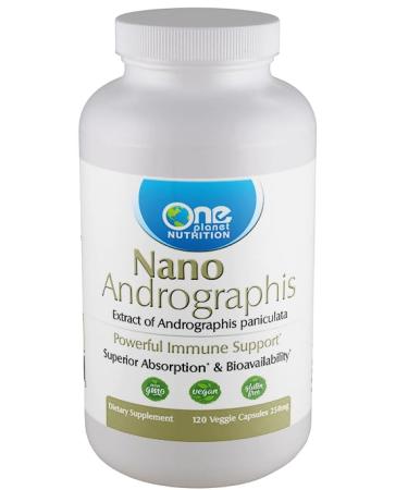 One Planet Nutrition Nano Andrographis 500 mg Veggie Capsules (120 Servings) Andrographis paniculata Extract Nano for Superior Absorption Supports Overall Wellness Non-GMO Vegan Gluten-Free