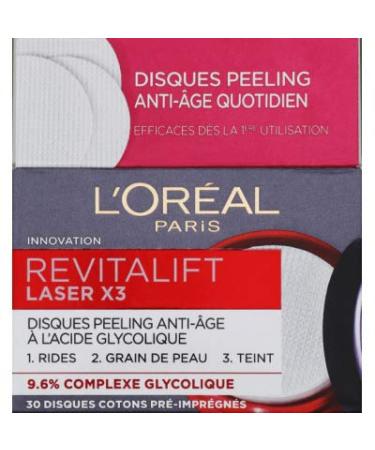L'Oréal Paris Anti-Aging Glycolic Acid Peeling Discs - Laser X3 - Jar of 30