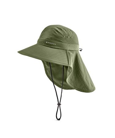 MISSION Sun Defender Cooling Neck Guard, Wide Brim Hats for Women and Men Bronze Green
