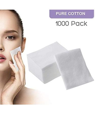Mirea 1Box(1000PCS) White Breathable Non-woven Disposable Fabric Slim Thin Makeup Facial Soft Cotton Pads Face Deep Cleaning Paper Wiper for Make up Cosmetic Nail Polish Removing Skin Care Beauty Tools