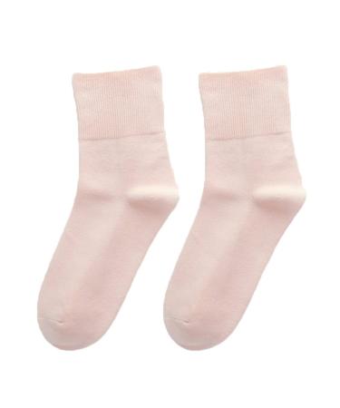 BIHIKI 4 Pairs of Diabetic Socks for Winter and Cold Season Thick Seamless Toe Socks fo Women Loose and Non-Binding Pink