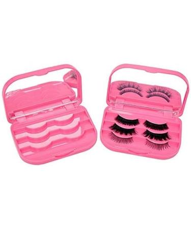 YiQiYi Cosmetic Case Empty Eyelashes Storage Case with Makeup Mirror Holder Box Fake Eyelash Packing Travel Storage Case Eyelashes Bag(Rose Pink) - Buy Online on GoSupps.com
