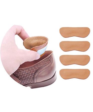 Leather Heel Grips Liner Cushion Inserts for Shoes Too Big Shoe Pads for Shoes Too Big  Improved Shoe Fit and Comfort 8 Pairs 0.2 inch Thick (Khaki)