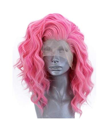 Shop Womens Long Pink Curly Wig - 70s 80s 50s Retro Cosplay | Brazilian Synthetic Hair - Buy Online on GoSupps.com