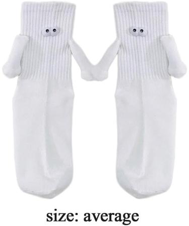 Magnetic Suction 3D Doll Couple Socks - Cute Novelty Gift for Him & Her | Casual Funny Socks 1 Pair White - Buy Online on GoSupps.com