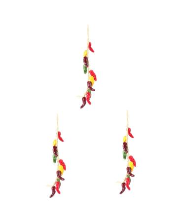 Zerodeko 3 Pcs Fake Chili Skewers Hanging Simulation Chili Pepper Pendant Fruit Decor Mini Decor Chinese Decor Plants Decor Artificiales Para Corn Ornament Vegetable Foam Wreath Colorfulx3pcs 56X5CMx3pcs