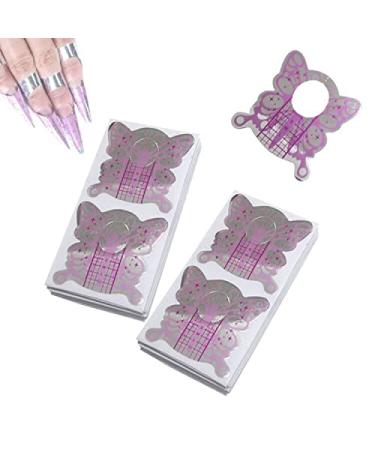 VNC 200Pcs Nail Form Pruple Bufferfly Shape Nail Art Guide Form Acrylic Tips UV Gel Extension Stickers Guide Stencil Manicure Tools for Nail Polish Guide Sticker