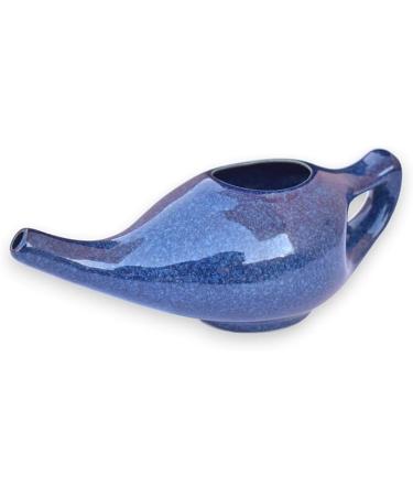 Ceramic Neti Pot Sinus Rinse Nasal Wash with Salt Dishwasher Safe 270 Ml. Capacity (Blue Dapple)