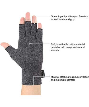 Arthritis Compression Gloves for Pain Relief - Fingerless Typing Gloves for Men and Women - Medium, Black+Gray (2 Pairs) - Buy Online on GoSupps.com